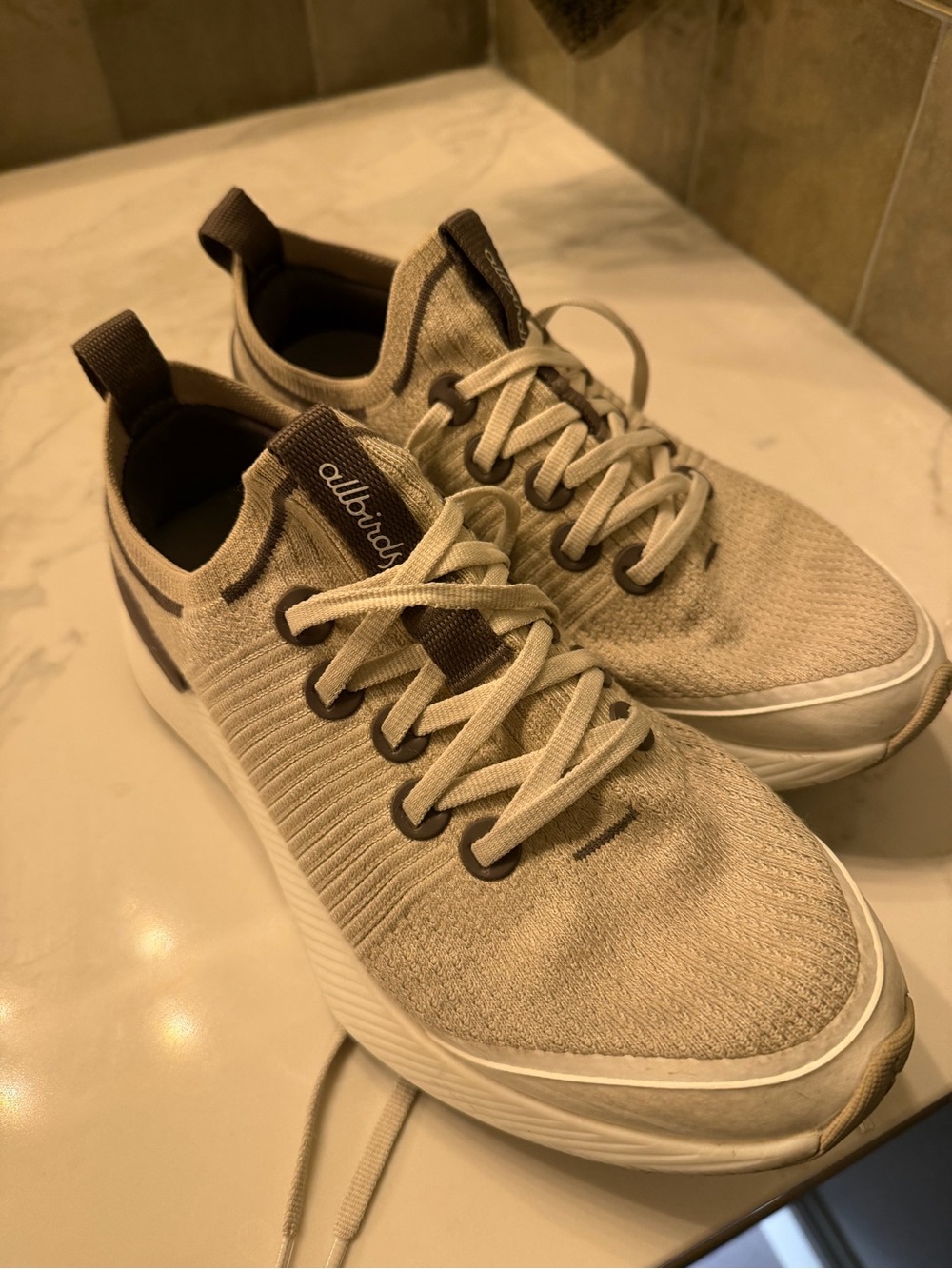 Allbirds Tree Glider sneakers, women’s 7.5, natural beige/white, light and comfy